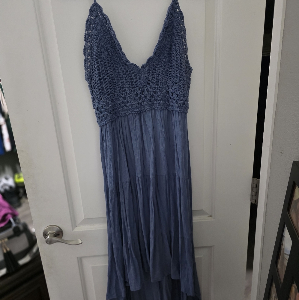 Blush Navy Crochet Top